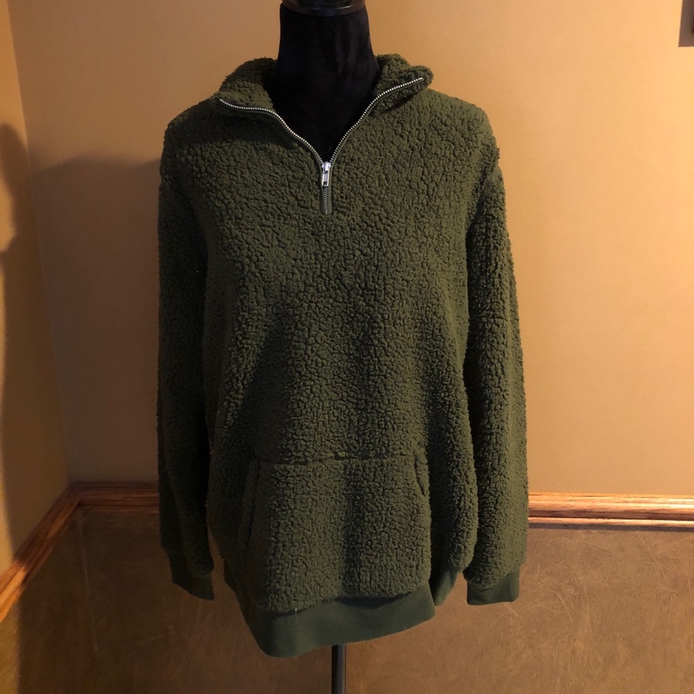 Army Green Sherpa Pullover